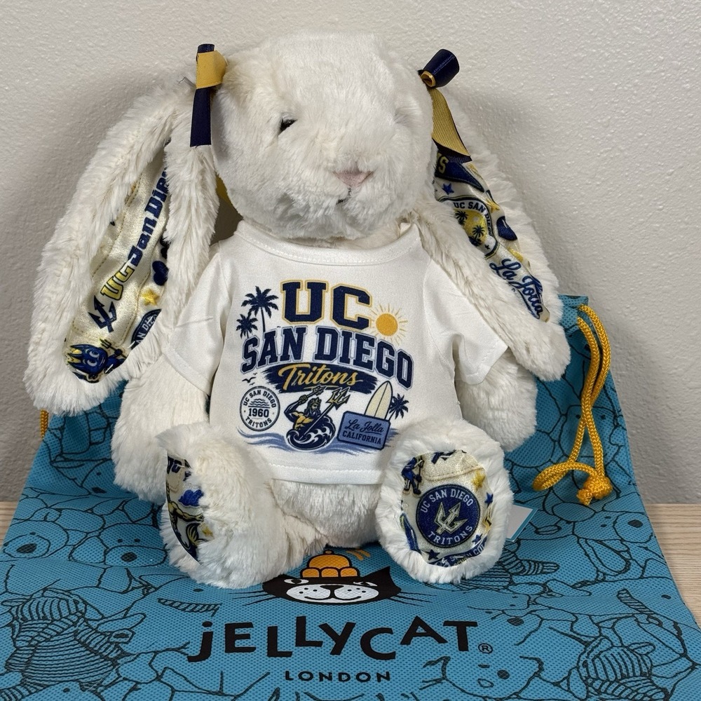 Jelly Cat UC San Diego Tritons Bashful Cream Bunny Medium With Dust Bag NWT